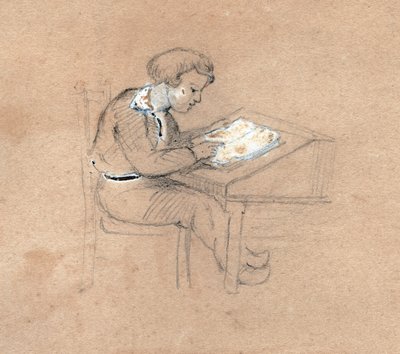 Školák v práci. (kresba, cca 1830) od Unknown artist