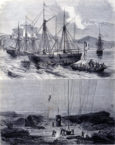 Hledání vraků španělských galeon ve Vigo Bay v roce 1702. 19. století od Unknown artist