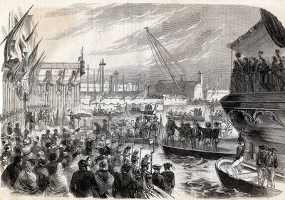 Druhá italská válka za nezávislost, italské tažení z roku 1859: Napoleon III. (1808-1873) v přístavu Genes 12.05.1859 - Příjezd Francouzů do Janova, 12. května od Unknown artist