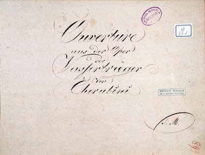 Noty k The two days (předehra), opera Luigi Cherubini od Unknown artist