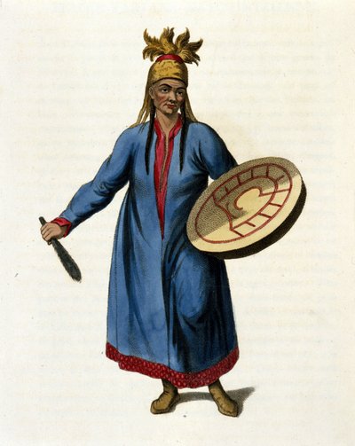 Sibiřský šaman. 19. století rytina od Unknown artist