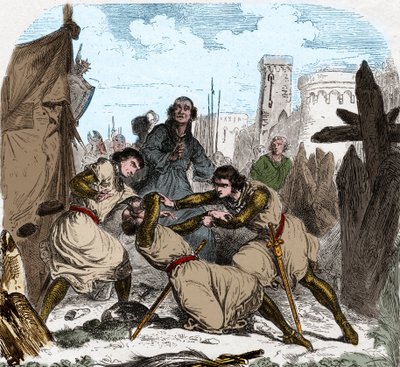 Simon IV Montfort zemřel (1150-1218) francouzský aristokrat, v sídle Toulouse v roce 1218. od Unknown artist