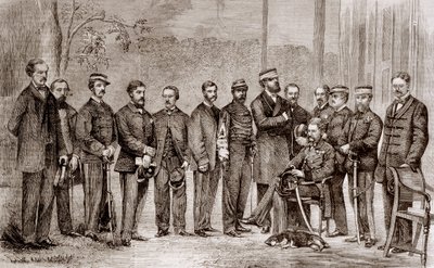 Sir James Hope Grant (1808-1875), britský voják a jeho štáb během druhé opiové války, která trvala od roku 1856 do roku 1860. od Unknown artist