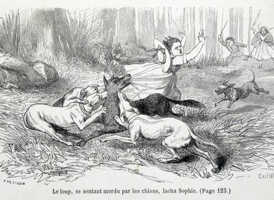 Sophie a vlk - v „Neštěstí Sophie““ od hraběnky ze Ségur, Hachette od Unknown artist