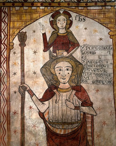 Svatý Kryštof nesoucí Ježíška, kolem roku 1285 (freska) od Unknown artist