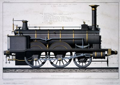 Parní lokomotiva Mulhouse Railway - kreslení v mytí od Unknown artist