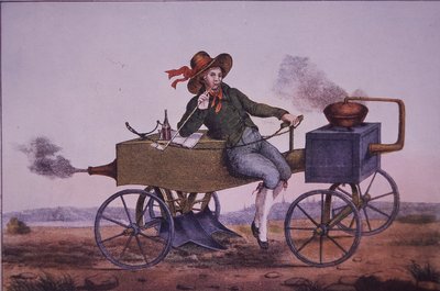 Parní pluh, počátek 19. století (barva lito) od Unknown artist