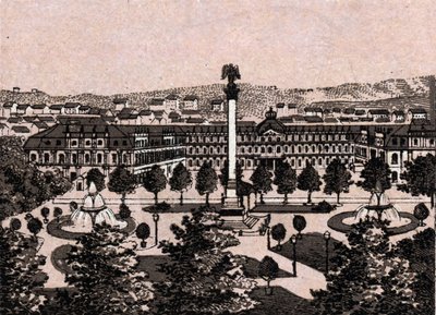 Stuttgart, Německo: pohled na nový zámek (New Castle). v „“ Svět ilustruje 168 pohledů““ Nedatováno (konec 19. století) od Unknown artist