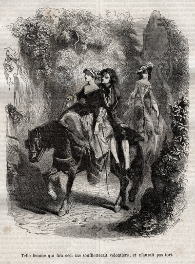 Taková žena, která by to četla, by mě s radostí vyhodila a nemýlila by se. - Ilustrace pro „“vyznání“ od Jean-Jacquese (Jean Jacques) Rousseau (1712-1778) - rytina z roku 1849 od Unknown artist