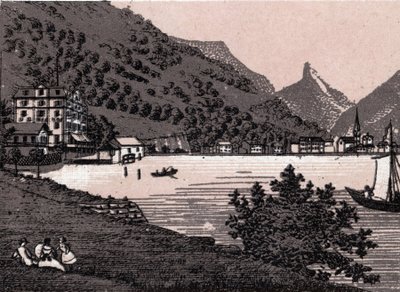 Švýcarsko: pohled na město Fluelen. v „“ Svět ilustruje 168 pohledů““ Nedatováno (konec 19. století) od Unknown artist