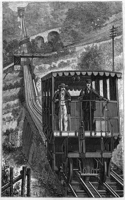 Železnice Territet Glion. Linka Glion ve Švýcarsku v roce 1884. od Unknown artist