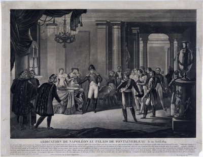 Abdikace Napoleona ve Fontainebleau dne 11. dubna 1814 (rytina) od Unknown artist