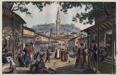 Athénský bazarový trh na počátku 19. století - Le marche bazar d