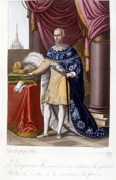Rakouský císař Francois 1. (1768-1835) v kostýmu velmistra Řádu železné koruny. od Unknown artist