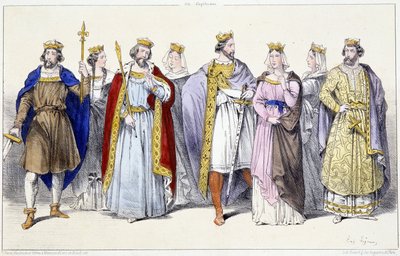 Carolingians: Hugues Capet, Adelaide, Robert, Constance, Henry I, Anna of Russia, Berthe, Philippe I - in “”Kings and Queens of France in prints””, Paris, ed. Rychlý od Unknown artist