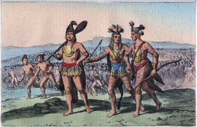Náčelníci Floridy na cestě k válce (Native American Indian) - rytina z „“ Zvyky a tradice všech národů vesmíru. To je historie vlády, zákonů, milicí, náboženství všech národů od nejvzdálenějších dob až po od Unknown artist