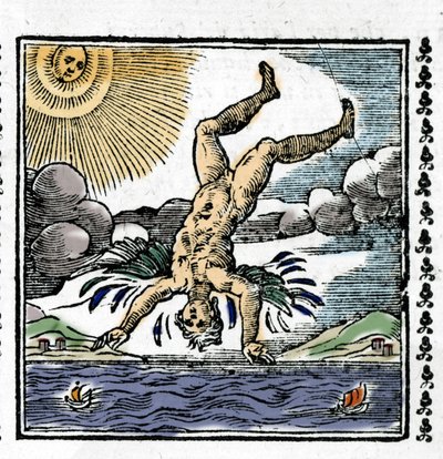 Ikarův pád – Ikarův pád. Barevná xylografie. 16. století. od Unknown artist