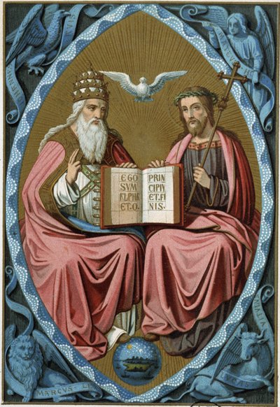 Nejsvětější Trojice - chromo. 19. století, po lékaři z 15. století od Unknown artist