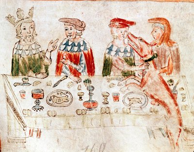 Král franků Pepin III. Brief (714-768) a jeho syn Karel Veliký na Miniaturní hostině z rukopisu z 12. století. Benátky. Biblioteca nazionale marciana. od Unknown artist