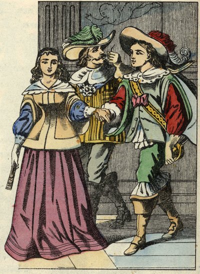 Markýz z Carabasu, princezna a král na zámku. Ilustrace příběhu „The cat botte“ od Charlese Perraulta od Unknown artist
