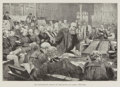 Ministerská lavice Sněmovny lordů od Unknown Artist
