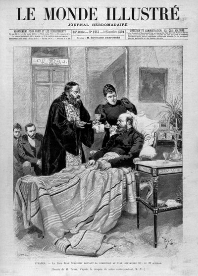 Papež podávající přijímání caru Alexandru III. ""Ilustrovaný svět"". 11.10.1894. od Unknown artist