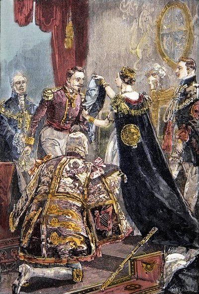 Královna Viktorie udělila francouzskému císaři Řád podvazku na hradě Windsor od Unknown artist