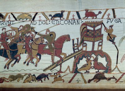 Armees Viléma Dobyvatele (1027-1087) šel bojovat s vévodou z Bretaně, dorazil do Bayeux. Harold byl právě pasován na rytíře Guillaume Detail of the Bayeux Tapestry nebo Embroidery of Queen Mathilde od Unknown artist