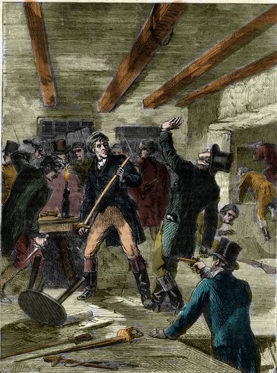 Zatčení spiklenců z Cato Street (rytina) - „The Cato Street Conspirators...““ (Cato Street Conspiracy) od Unknown artist