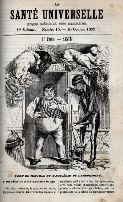 Umění hubnout a přibírat - rytina v „La Sante Universelle - Guide Medical des Familles““ 1852 od Unknown artist