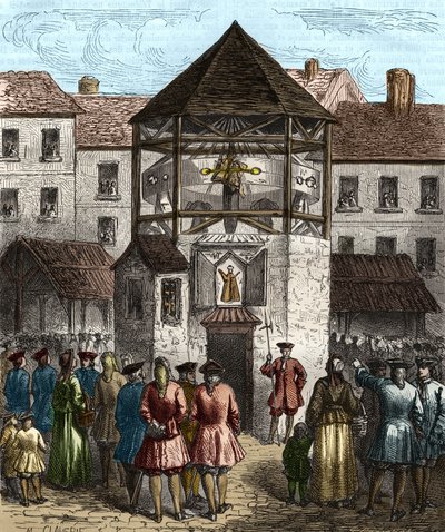 Kniha „“la dime royale“ od Sebastiena Le Prestreho, markýze de Vauban, byla po jeho zákazu v roce 1707 uložena na pranýř. od Unknown artist