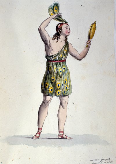 Postava interpretující Čistou lásku v baletu „Il noce di Benevento““ rakouského skladatele Franze Xavera Sussmayra (1766-1803). Ilustrace 19. století od Unknown artist