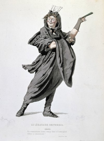 Postava Crispina v „Univerzálním legatáři“ (1708) od Jeana Françoise Regnarda (1655 - 1709). Rytina 19. století. od Unknown artist