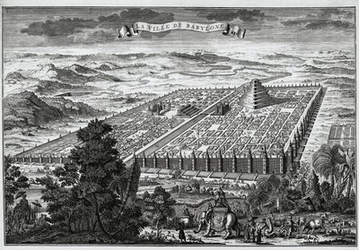 Babylonské městské hradby obklopující visuté zahrady a babylonskou věž - od Unknown artist