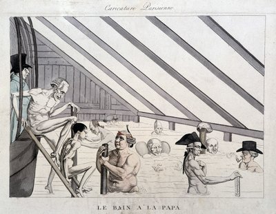 Táta koupel: karikatura na bazénech v Paříži od Unknown artist