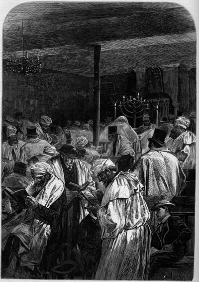 Den velkého odpuštění Židům nebo oslava Jom Kippur v synagoze na rue Saint Louis en l