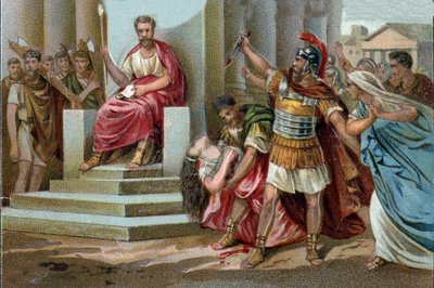 Smrt Virginie V roce 449 př. n. l. si Appius Claudius, decemvir v rámci Římské republiky, nárokuje Virginii (Verginia), dceru setníka Virginia (Verginia), do které je zamilovaný, jako jeho otrok. Zneužije své moci a přiměje ji zastavit. Decemvir c od Unknown artist