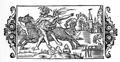 Ďábel nesoucí čarodějnici – v „Dějinách severních národů“ od Olause Magnuse, Řím 1555 od Unknown artist