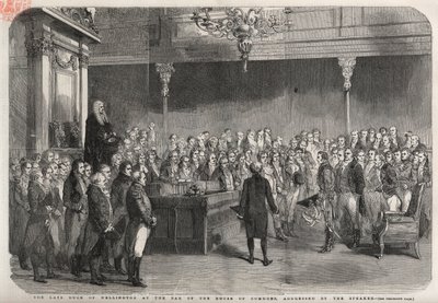 Vévoda z Wellingtonu (Arthur Wellesley (1769-1852) (vévoda z Wellingtonu) stojí u baru Dolní sněmovny, aby přijal blahopřání předsedy k vítězství ve Vimeiru v poloostrovní válce od Unknown artist