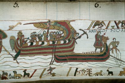 Haroldova flotila, která přišla informovat vévodu z Normandie Viléma Dobyvatele (1027-1087), že bude následníkem anglické koruny po smrti Edoaurda Vyznavače, je chycena bouří, která ji vrhá na pobřeží. hraběte Guy de P od Unknown artist
