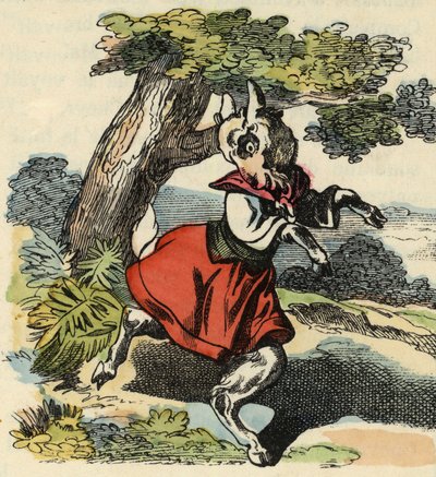 Koza, malý Chevy. Ilustrace příběhu „Bon medor a malý Chevrette““. V „“ Pohádky z domova pro nejmenší““. Anonymní rytina 19. století. od Unknown artist