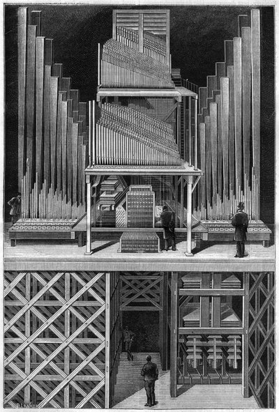 Velké varhany Crystal Palace v Londýně. od Unknown artist