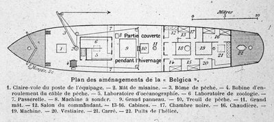 Plán rozložení belgického vědeckého plavidla „“ Belgica““ používaného při antarktických expedicích od Unknown artist