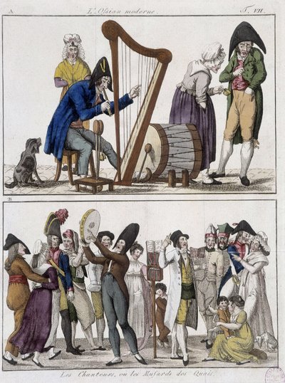 Moderní Ossian (mužský orchestr) a „“Zpěváci nebo hořčice z doků“““ (Muzikanti ulic) - obrázek Epinal od Unknown artist