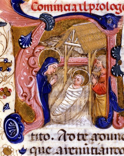 Narození. Rukopis 15. století. od Unknown artist