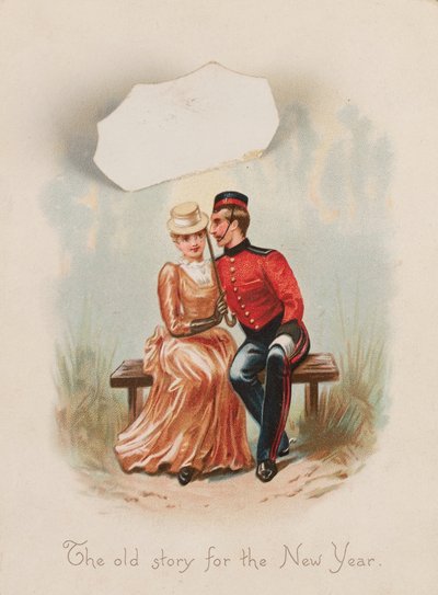 ?Starý příběh na Nový rok?, Novoroční karta, circa 1885 od Unknown