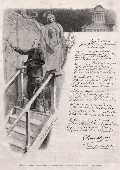 Malíř Puvis de Chavannes (1824-1898) se věnuje malbě - alegorii M. Merwarta s poezií Clovise Huguese od Unknown artist