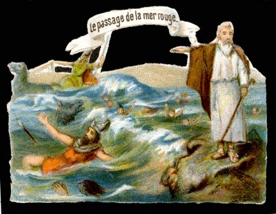Průchod Rudým mořem (Mojžíš) - Chromolitografie 19. století od Unknown artist