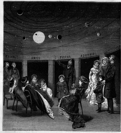 Planetárium N. Periniho, italského astronoma. Rytina v „La Nature: přehled věd a jejich aplikací v umění a průmyslu““ z 12. června 1880. od Unknown artist