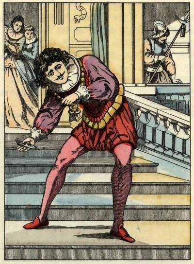 Princ zvedne skleněnou botu od Popelky. Ilustrace příběhu Charlese Perraulta „Popelka aneb La petite slipper de verre“ od Unknown artist